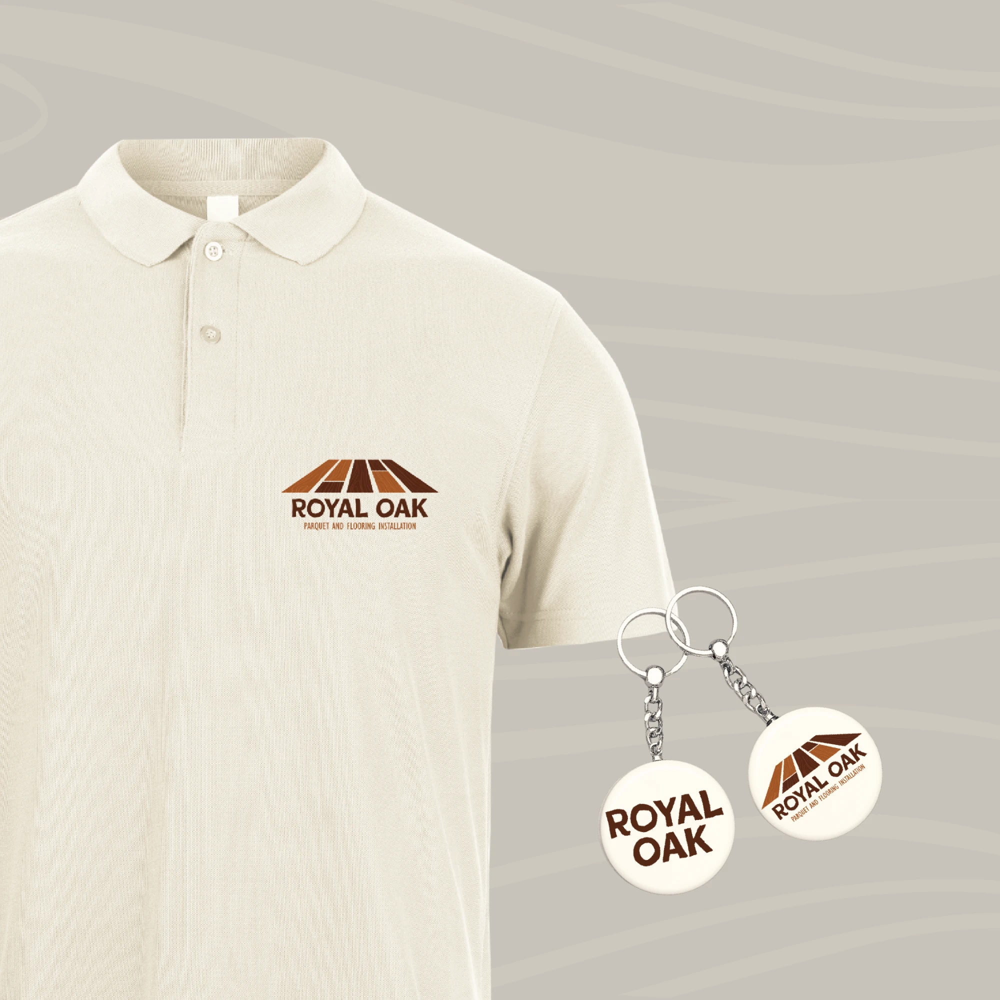 Royal Oak: logotip na polo majici in obeskih za ključe